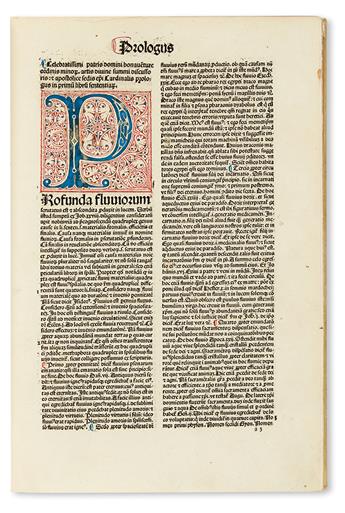 INCUNABULA  PETRUS LOMBARDUS. Sententiarum libri IV.  Vols. 1, 2, and 4 (of 5).  1491